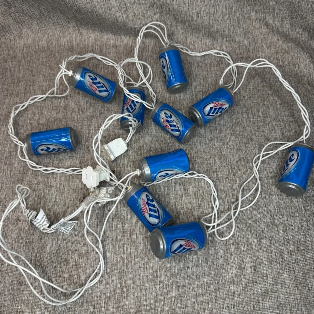 Miller Lite Beer Can String Lights 10 Count Novelty Party Bar Decor Man Cave
